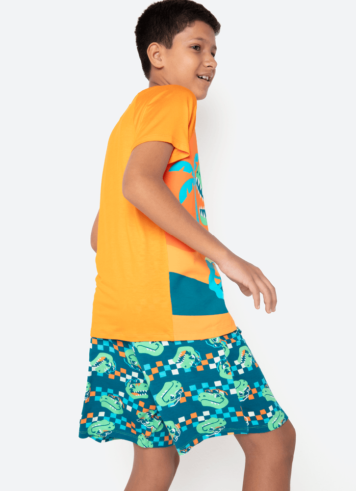 Pijama Manga Curta Viscolycra Menino Teen Dino Miami