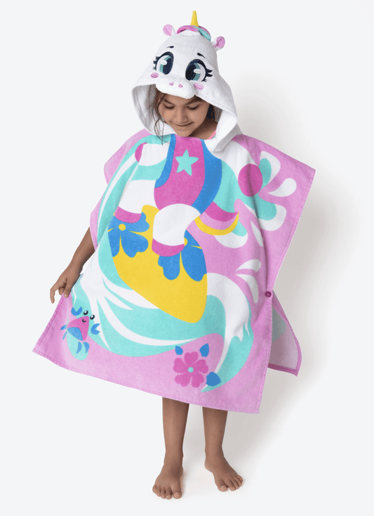 Poncho de Praia Menina Unicórnio Aloha